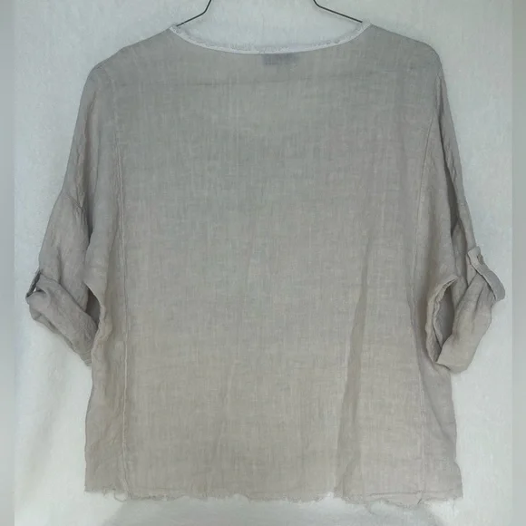 Marisima Linen Boho Chic Peace Sign Womens Top Made in Italy OS NWOT - Picture 7 of 10